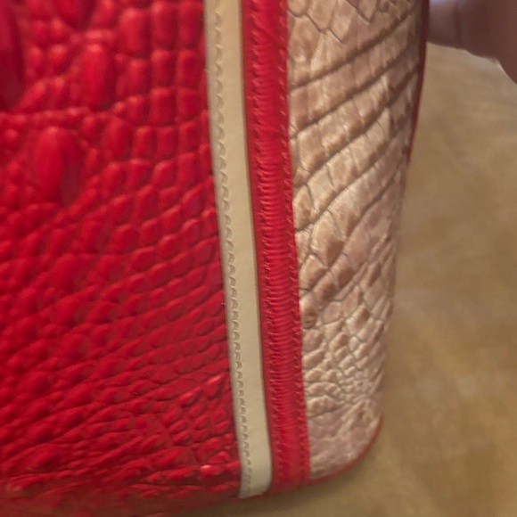 Brahmin Red and Tan Croc-Embossed Tote - Picture 5 of 10